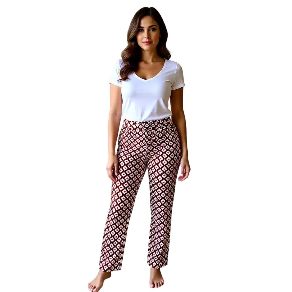 NY & Company Geometric Print Straight Leg Pants Women‎ Size 8 NWT